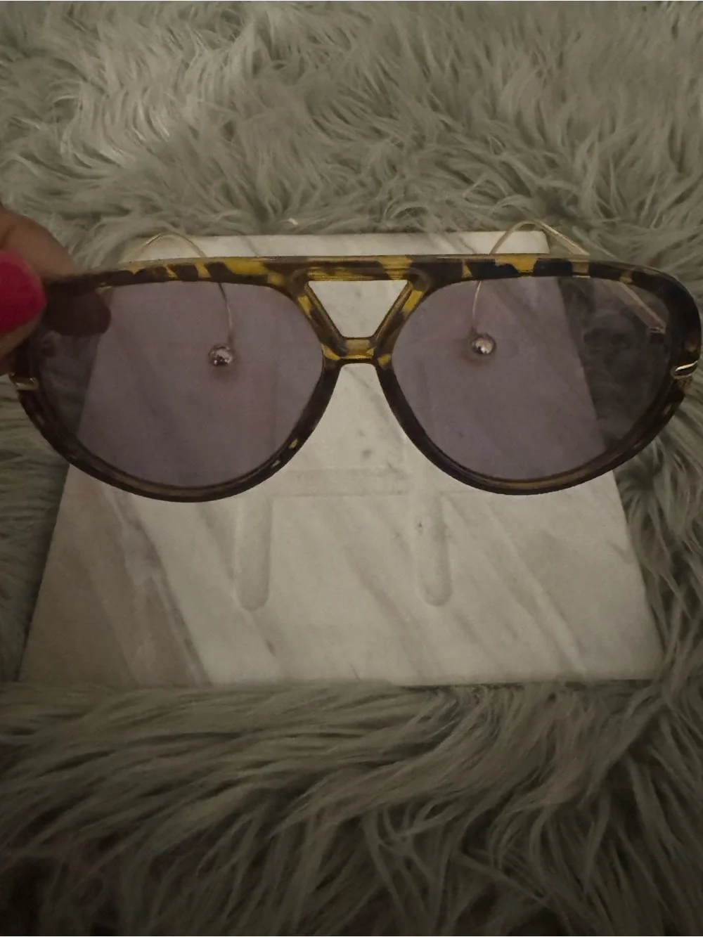 Tortoiseshell Aviator Sunglasses with Purple Lenses